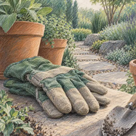 Illustration of landscaping businesses equipment and workspace