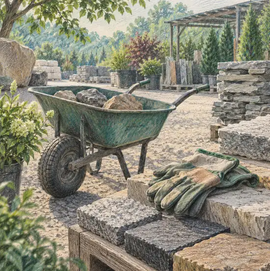 Illustration of landscaping businesses equipment and workspace